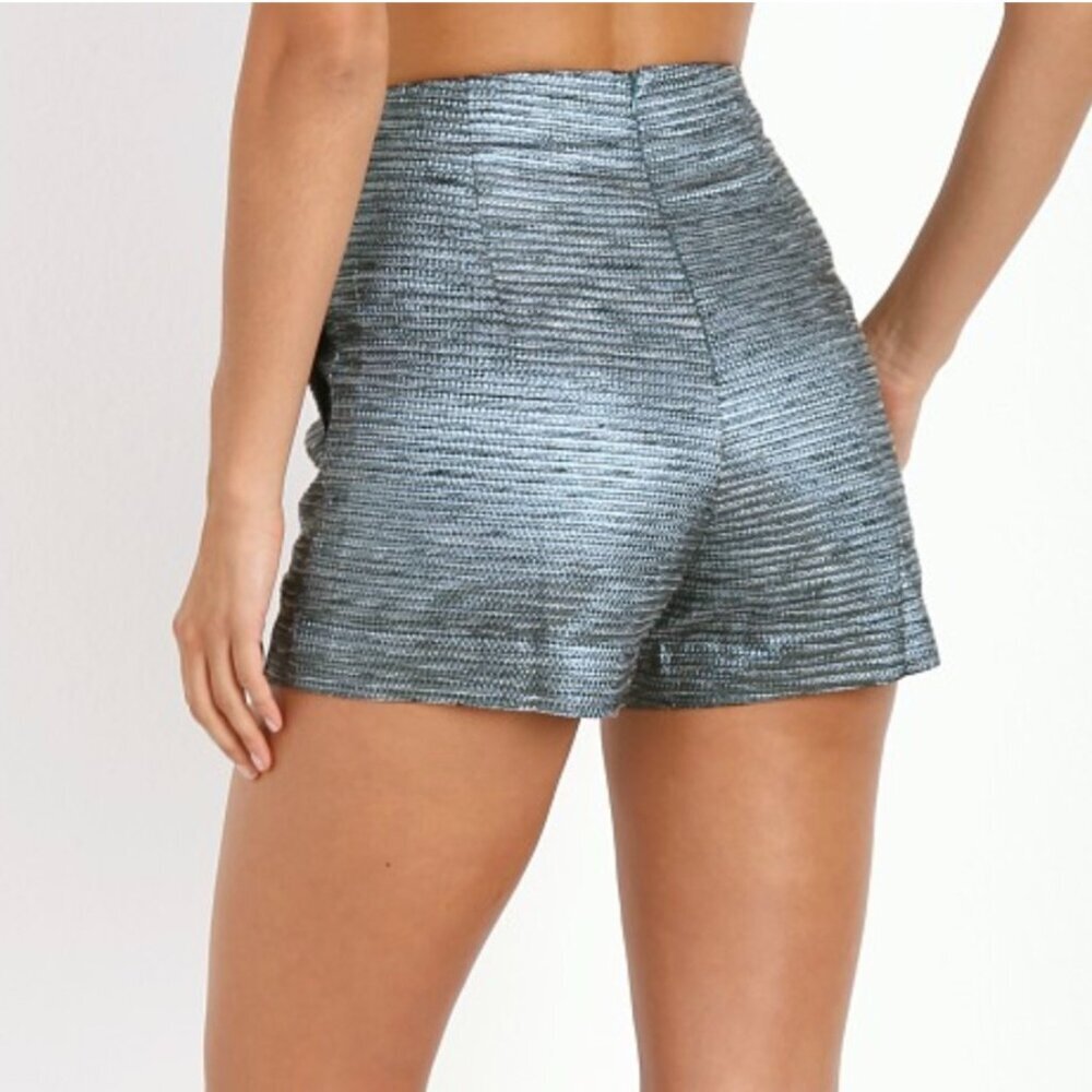 Three of Something High Waist Deep Current Metallic Brocade Shorts Size L NWT